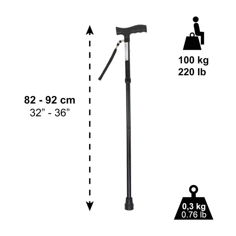 PEPE Mobility Folding Cane, Foldable Walking Cane with Adjustable Height, Collapsible and Lightweight, Portable Walking Stick for Mobility Aid - Image 2